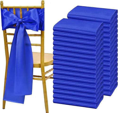 Miniatura 26 de Showgeous 60 cintas decorativas de satén negro para silla, lazos para decoración de banquetes, fiestas, baby shower, eventos (7 x 108 pulgadas)