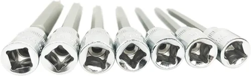 Miniatura 4 de Juego de llaves de vaso extra largas Torx Star Bit 7 piezas T25-T60 CR-V "3/8" Drive 4.331 in (Torx)