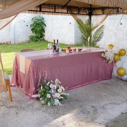 Miniatura 75 de Mantel de lentejuelas de 60 x 102 pulgadas, azul bebé, para boda, fiesta, despedida de soltera, rectangular