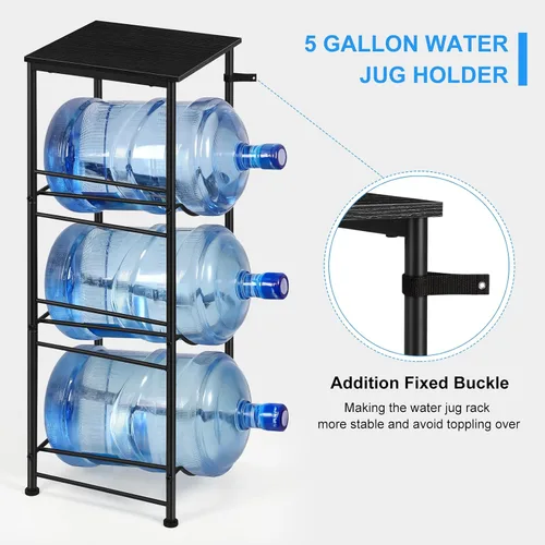 Miniatura 4 de OYEAL Soporte para Jarra de Agua de 5 Galones Organizador de Botellas de Agua con Estante, Estante de Almacenamiento de Botellas de Agua de Servicio