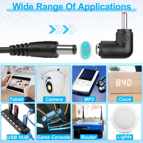 Miniatura 3 de FARSENSE Cable de alimentación USB a CC de 5 V, cable de carga universal de CC de 0.217 x 0.083 in (3 pies) con 10 puntas de conector, cable