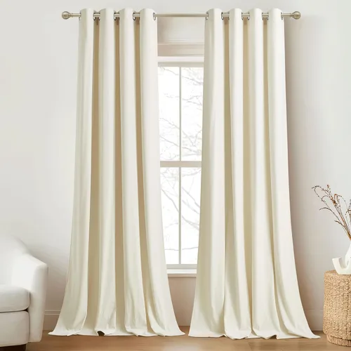 Miniatura 42 de RYB HOME Cortinas de terciopelo beige camello 84 pulgadas, cortinas gruesas de terciopelo para oscurecer la habitación para decoración de granja