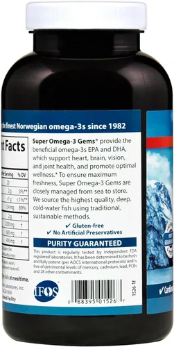 Miniatura 3 de Carlson - Super Omega-3 Gemas, 1200 mg Omega-3, Apoyo Cardiovascular, Función Cerebral y Salud de la Visión, 180 geles blandos