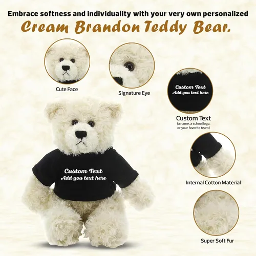 Miniatura 2 de Oso de peluche personalizado Brandon crema de 12 pulgadas, osos de peluche personalizados, gran regalo para San Valentín, graduación, cumpleaños