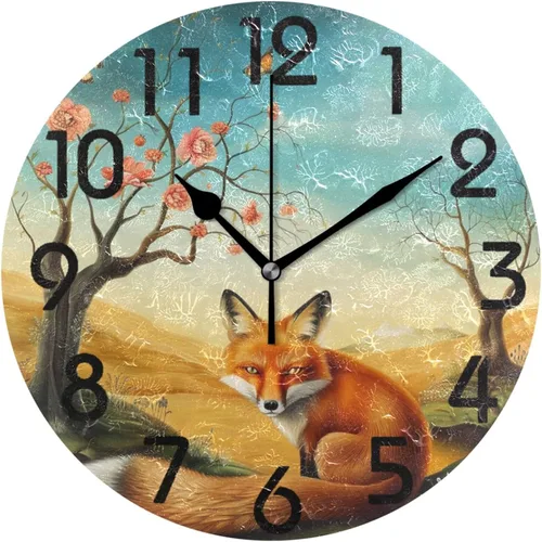 Miniatura 24 de Spring Hummingbird - Reloj de pared redondo con estampado de flores, 9.5 pulgadas, funciona con pilas, reloj de escritorio analógico silencioso