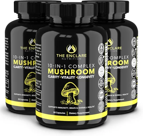Miniatura 13 de THE ENCLARE NUTRITION Suplemento de hongos Complejo 10 en 1 Apoyo Inmunológico Melena de Leones, Reishi, Cola de Pavo, Cordyceps, Chaga, Maitake