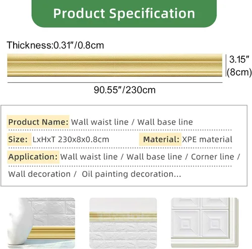 Miniatura 7 de Queenbox Borde de pared de 3 x 90 pulgadas con moldura floral 3D, papel tapiz adhesivo decorativo para pared, para bricolaje, hogar, habitación