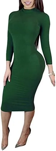 Miniatura 3 de vestido de manga larga con cuello alto para mujer