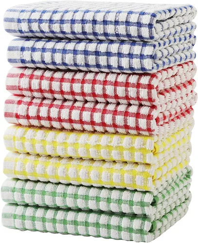 Oeleky Toallas de cocina de 15 x 26 pulgadas, paquete de 8 toallas de cocina de algodón para secar platos (multicolor, 15 x 26 pulgadas)