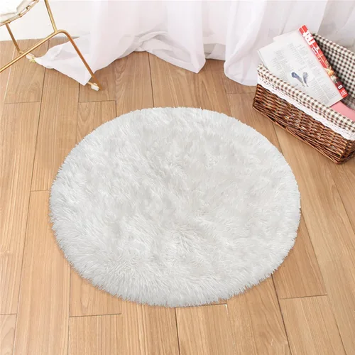 Miniatura 13 de Alfombra circular pequeña para dormitorio, 2 x 2 pies, color azul, para decoración de habitación de niños, redonda esponjosa para guardería