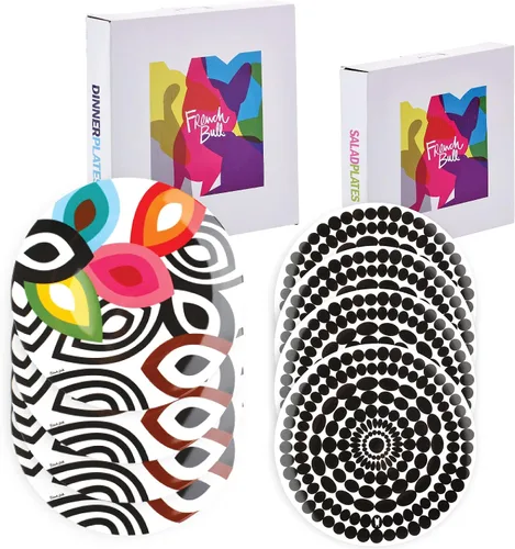Miniatura 5 de French Bull Juego de 4 platos – Juego de 4 platos de ensalada de melamina de 9 pulgadas – Vajilla de melamina para interiores y exteriores – Foli