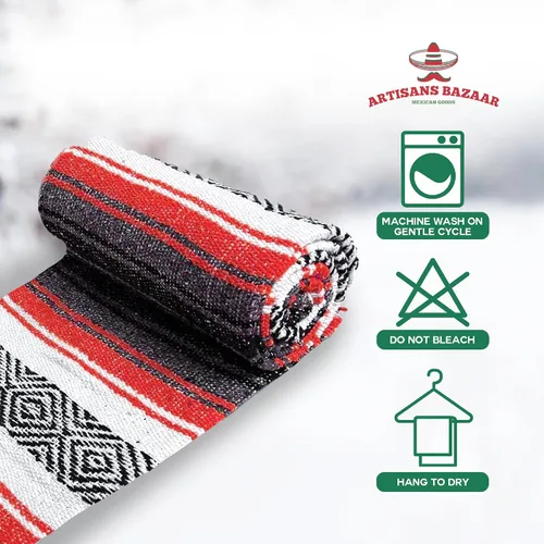 Miniatura 30 de Artisans Bazaar Poncho tradicional mexicano de Baja para hombres y mujeres, auténtico sarape de Gaban, manta de vaquero Pancho Jorongo