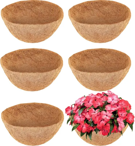 Miniatura 9 de LCHUANG Coco Liners para macetas – Paquete de 2 forros redondos para cestas colgantes de 12 pulgadas, forros de repuesto de fibra de coco 100%