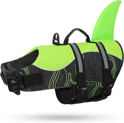 Miniatura 25 de Queenmore - Chaleco salvavidas Ripstop de tiburón para perro, ajustable, con alta flotabilidad y asa de rescate duradera, para perros pequeños