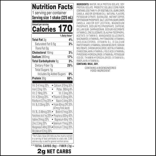 Miniatura 3 de Atkins - Batido Fuerte de Alta Proteína, Sabor Café Laté, 30g de Proteína, 7g de Fibra Prebiótica, Apoyo para la Salud Muscular y del Intestino