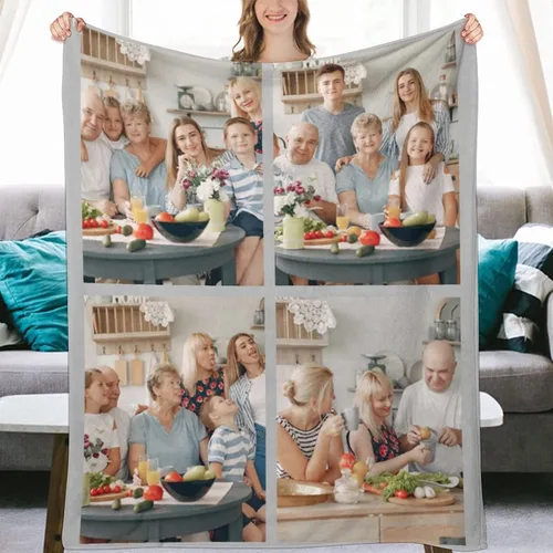 Miniatura 12 de Manta personalizada con collage de fotos, mantas de sofá suaves personalizadas, regalos para el Día de la Madre, familia, amigos, seres queridos
