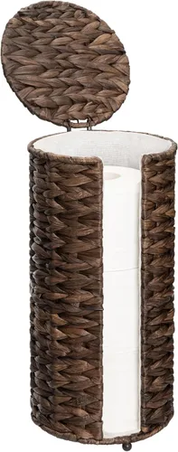 StorageWorks Soporte de mimbre para papel higiénico de pie independiente para almacenamiento de baño, almacenamiento de papel higiénico decorativo