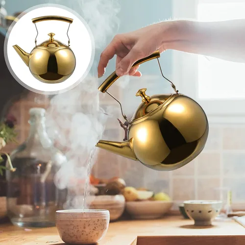 Miniatura 8 de DOITOOL Hervidor de té de acero inoxidable con infusor integrado, tetera para hervir para el hogar y restaurante, 7.48 x 7.08 x 5.11 pulgadas, mango