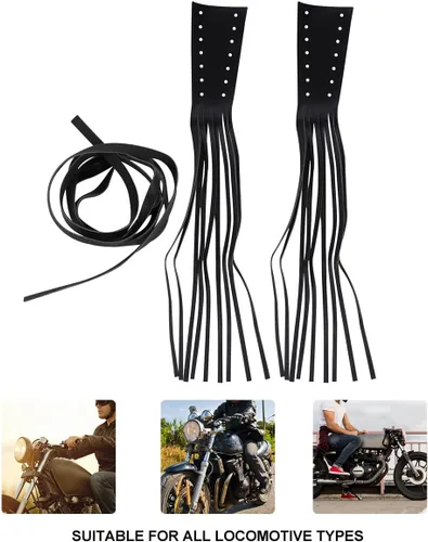 Miniatura 9 de Garneck Borlas de palanca de motocicleta con flecos de cuero para manillar de motocicleta, acelerador, freno de embrague, cubiertas de embrague