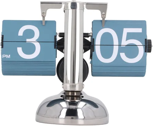 Reloj mecánico de una sola pierna europea vintage simple automático Flip reloj mecánico reloj de giro de página para sala de estar (azul)