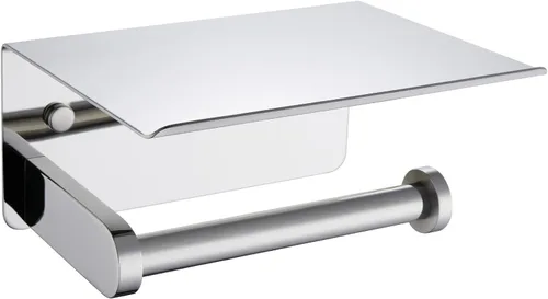 APLusee Soporte de papel higiénico con estante para teléfono, cromo pulido, accesorios de baño de acero inoxidable SUS 304, dispensador de rollos de