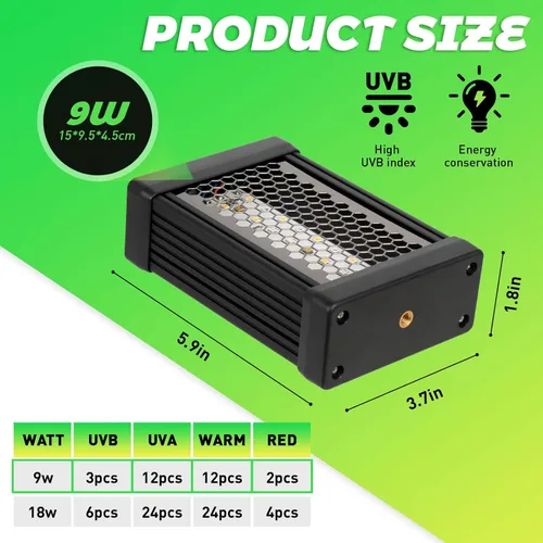 Miniatura 4 de HNRLOY Luz de reptil UVB, lámpara de reptil LED regulable UVA UVB de 9 W para dragón barbudo, camaleón, tortugas, gecko, serpiente, lagarto