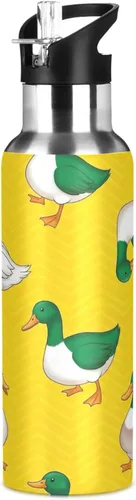 Miniatura 8 de BPA-Free Sport Water Bottle Insulated 32 Oz, Insulated Stainless Steel Water Bottle with Straw for Gym Outdoor Travel School, Green White Ducks
