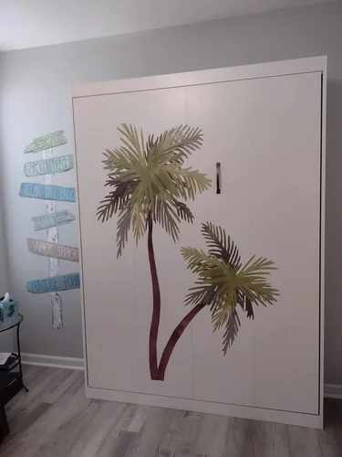 Miniatura 2 de Calcomanía de pared de acuarela de palmera, decoración de casa de playa, calcomanías con estampado tropical, gaviotas de pájaros, 72 pulgadas