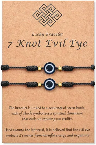 Miniatura 9 de Pulsera de 7 nudos contra el mal de ojo para mujeres, hombres y bebés, cuerda roja negra rosa, protección contra el mal de ojo, buena suerte, regalo