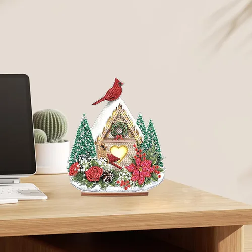 Miniatura 6 de MVVMTOP Pintura de Arte de Diamante Decoración de Mesa, DIY Nido de Pájaro de Navidad 5D Forma Especial Diamante Artificial Decoraciones de Navidad