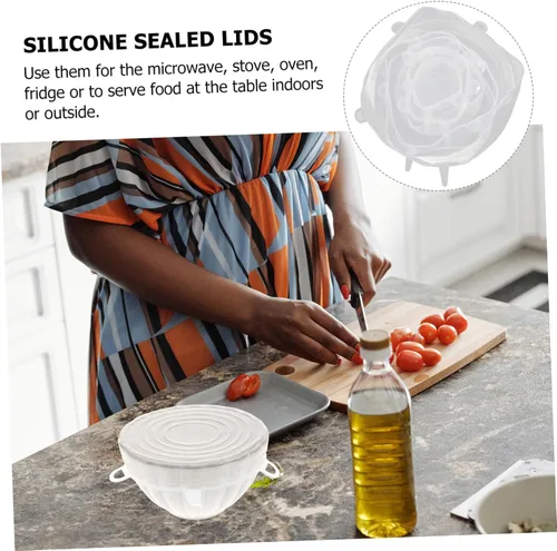 Miniatura 3 de 6 fundas elásticas de silicona de grado alimenticio, tapas herméticas flexibles para almacenamiento de alimentos, conservación de frescura y uso