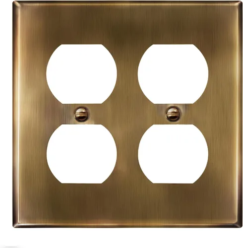 Miniatura 43 de ENERLITES Placa de pared de metal dúplex para receptáculos, cubierta de salida de acero inoxidable, resistente a la corrosión, tamaño de 1 banda