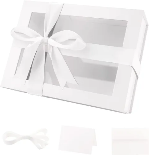 Miniatura 14 de PACKQUEEN 5 cajas de regalo negras grandes con ventanas, 13.5 x 9 x 4.1 pulgadas, cajas de regalo con ventanas transparentes para regalos que