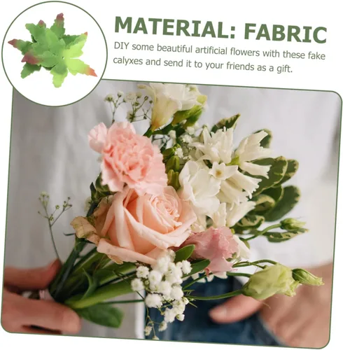 Miniatura 4 de EXCEART 50 sépalos de tela de cálices de rosas artificiales para manualidades, accesorios florales hechos a mano para ramos de boda, ramilletes