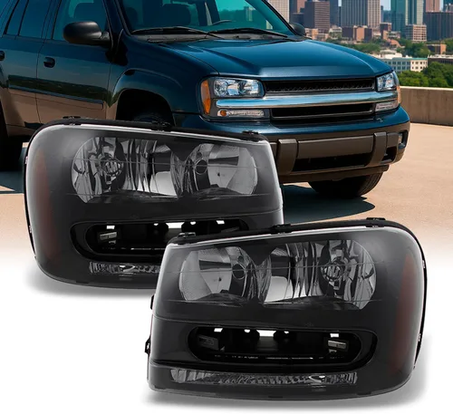 Miniatura 11 de AKKON - Compatible con Chevy Trailblazer 2002-2009 [LED DRL Running] Proyector de faros cromados, par de faros delanteros de repuesto para Carcasa