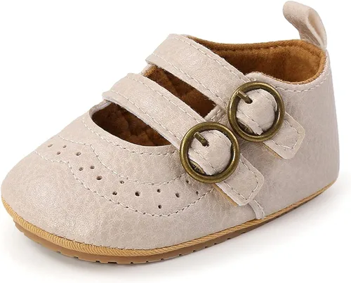 Miniatura 8 de QWZban Zapatos planos Mary Jane con Bownot antideslizante suela suave de piel sintética para recién nacidos, bebés, primeros caminantes