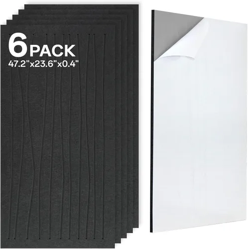 Miniatura 16 de Paquete de 6 paneles acústicos, 47.2 x 23.6 x 0.4 pulgadas, paneles de pared autoadhesivos insonorizados para oficina, estudio en casa, sala de Negro
