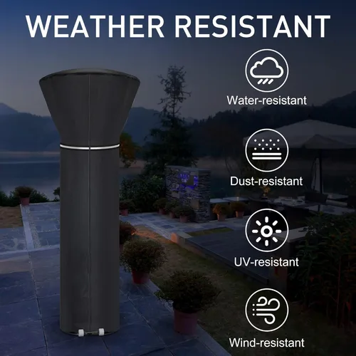 Miniatura 5 de Cubiertas para calentador de patio mejoradas impermeables, cubierta de calentador para exteriores con cinta reflectante, cremallera y bolsa