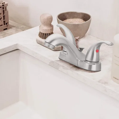 Miniatura 4 de Aqua Vista 15-B42WP-BN-AV - Grifo para lavabo de baño con dos asas, níquel cepillado