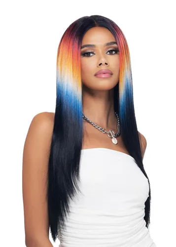Miniatura 8 de Vivica A. Fox Espectro, encaje frontal HD, línea de cabello prearrancada, resistente al calor, largo y liso, multicolor, peluca de encaje natural