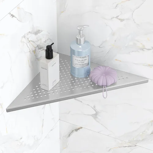 Miniatura 9 de Qeke Estante de Esquina para Baño, Estante de Ducha Empotrado de 10" Organizador, Estante de Acero Inoxidable SUS304 Montaje en Pared Triangular