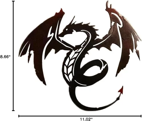 Miniatura 7 de Arte de pared de dragón de metal, escultura de dragón, arte único para colgar en la pared, arte de pared de dragón, dragones metálicos