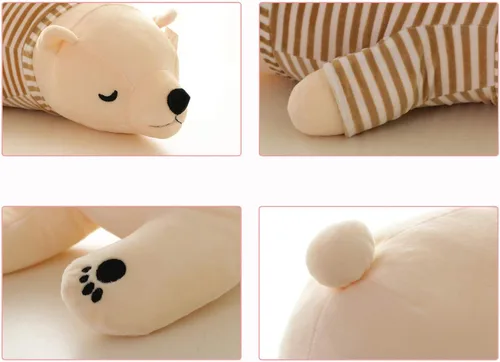 Miniatura 9 de MMTTAO Oso Polar Relleno Juguete de Peluche de 14 Pulgadas Pequeño Oso Blanco Durmiente Peluches Suaves Lindas Muñecas de Colección Almohada Cojín