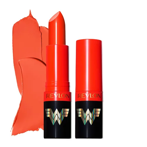 Miniatura 3 de REVLON x WW84 Wonder Woman - Lápiz labial súper brillante con vitamina E y aceite de aguacate, lápiz labial mate en color nude, 004 Strike First