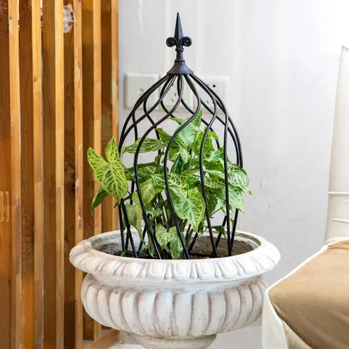 Miniatura 5 de Enrejado de obelisco de metal de 23 pulgadas para plantas trepadoras, diseño de hierro resistente, ideal para rosas al aire libre y enredaderas
