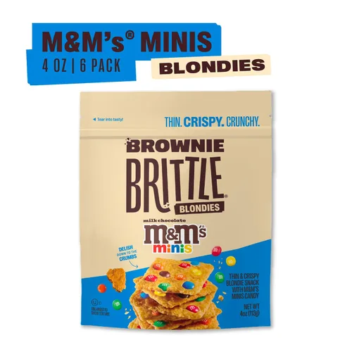 Miniatura 2 de Brownie Brittle M&M'S Minis Blondie - Bocadillos dulces finos y crujientes (paquete de 6, 4 onzas), postre gourmet rico en bocadillos de brownie