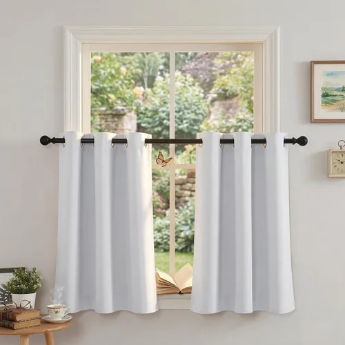 Miniatura 43 de RYB HOME Cortinas opacas de cocina de 36 pulgadas de largo, tratamiento de privacidad para ventanas pequeñas, aislamiento térmico, telón de fondo
