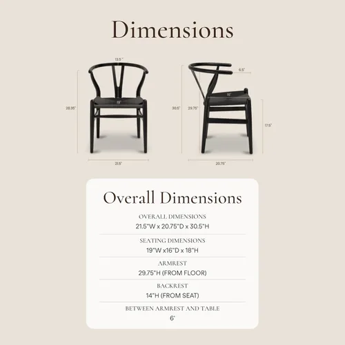 Miniatura 2 de POLY & BARK Sillas de comedor trenzadas – Sillas de comedor Wishbone modernas de mediados de siglo con brazos, estructura de madera maciza, uso