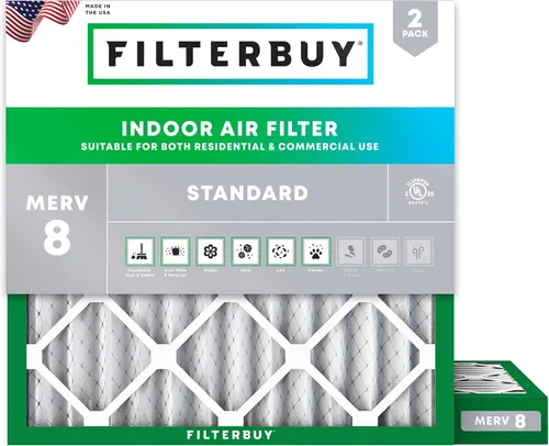 Miniatura 69 de Filterbuy Filtro de aire MERV 8 de 8 x 14 x 1 pulgadas para defensa contra el polvo y las alergias (paquete de 2), filtros electrostáticos plisados