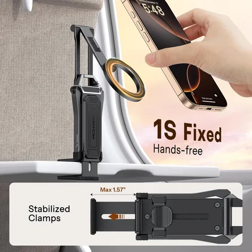 Miniatura 3 de OMOTON TP02 Trípode Giratório de 360° para MagSafe, Trípode Magnético de Aluminio Ajustable para iPhone 17/16/15/14 Pro Max Air, Soporte Plegable